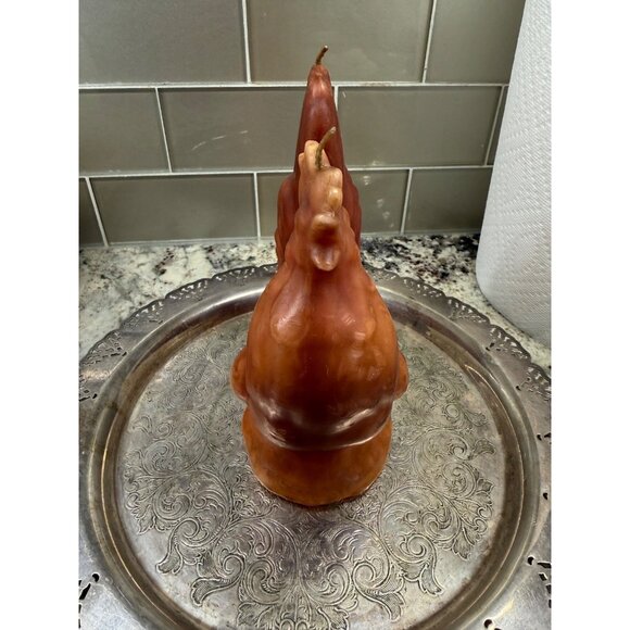 2 VTG Candelier Handcrafted Figural Wax Rooster Candle Table Top Decor Farmhouse - Picture 4 of 16
